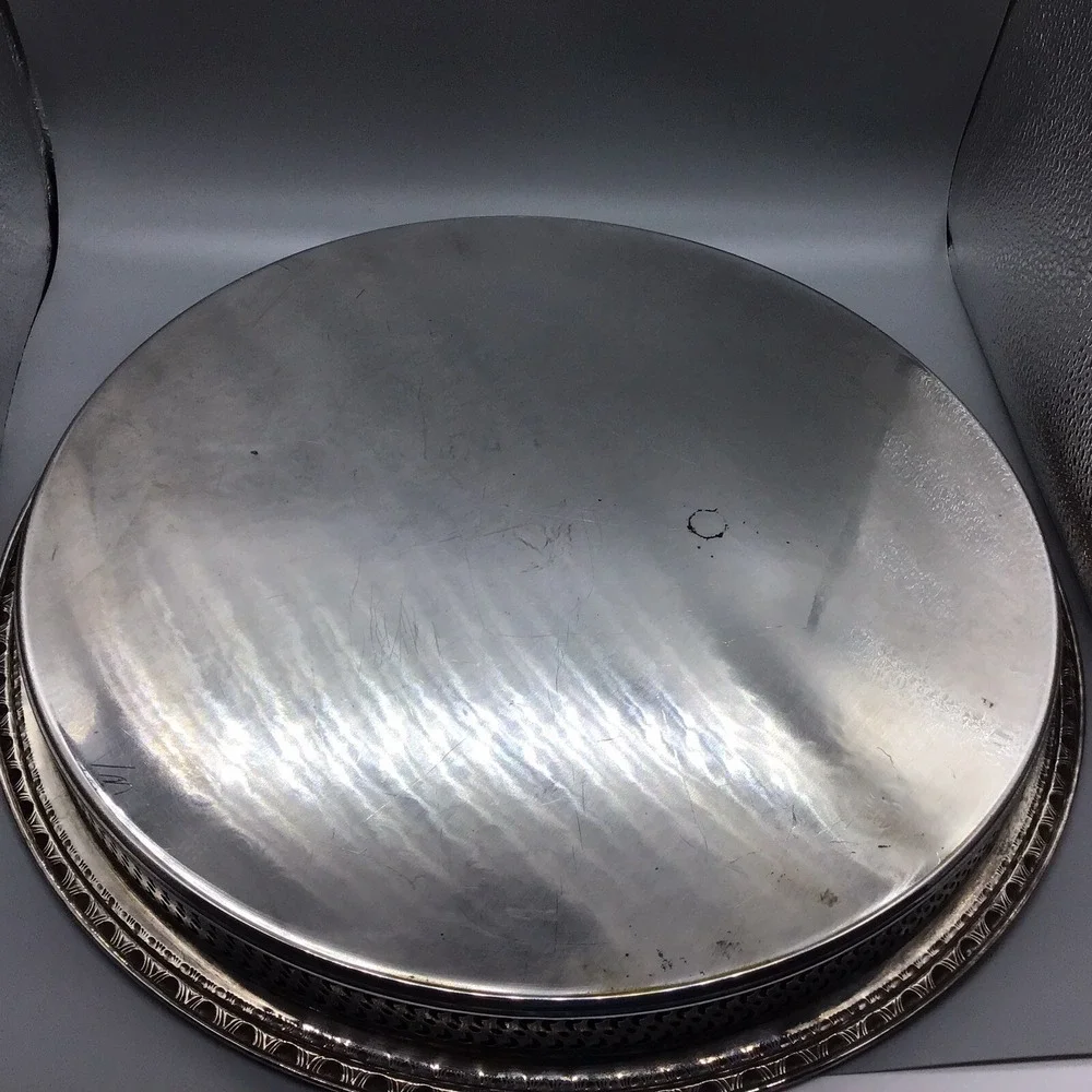 Vintage Wm Roger & Bros, 4 Pc Coffee Serving Set w/‎ Round Plater, Dent On Pot